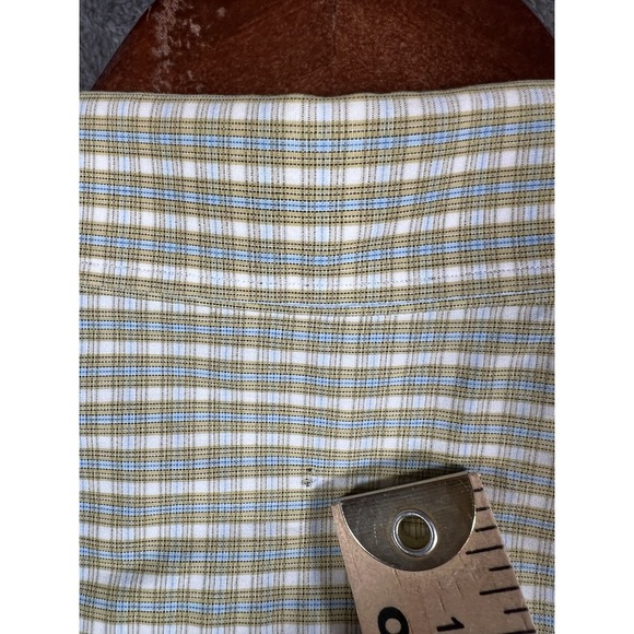 Kiton Shirt Mens 44 17 1/2 Green Plaid Button Up Cotton Career Made In Italy - Picture 7 of 8